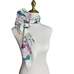 Club 7 Echo Floral Silk Cotton Large Square Scarf Romantic Cottagecore